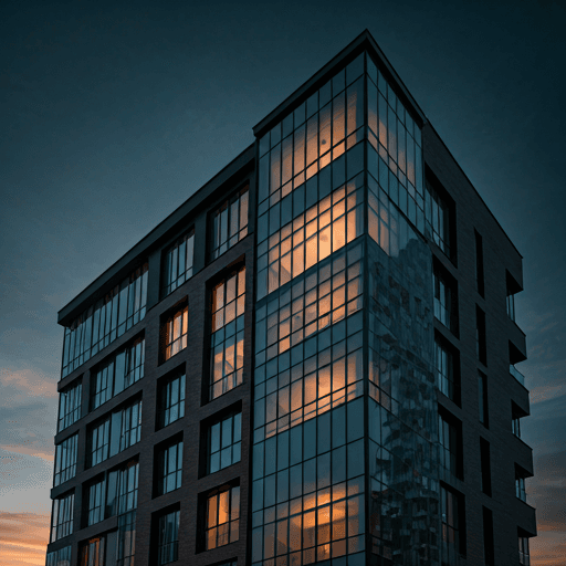Luxury apartment building at twilight